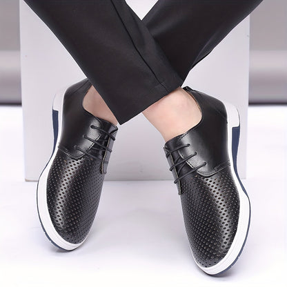 Breathable Men's Oxford Sneakers: Elegant & Versatile, Solid-Color Lace-Ups for Office, Weddings, and Outdoor - Comfortable All-Season Wear