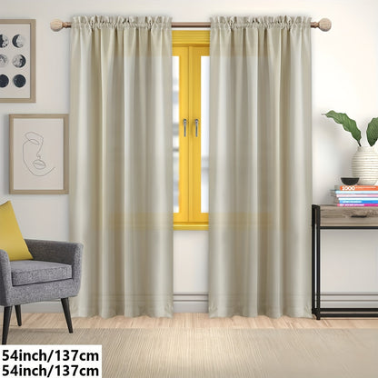 2 Panels Solid Color Light Filtering Curtains - Rod Pocket Design for Easy Installation, Softens Natural Light, and Provides Privacy - Perfect for Living Room, Office, Bedroom, and Home Decoration