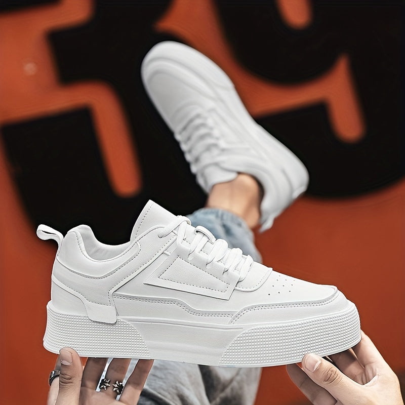 Men's Lace-up Platform Sneakers, Skate Shoes With Good Grip, Breathable