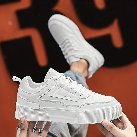 Men's Lace-up Platform Sneakers, Skate Shoes With Good Grip, Breathable
