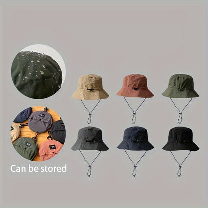 1pc Foldable Portable Sunshade Bucket Hat - Waterproof, Quick Drying, Adjustable Backpack Buckle, Breathable, Lightweight, Versatile Outdoor Mountaineering Hat for Men and Women - Perfect for Fishing, Hiking, Camping, Traveling