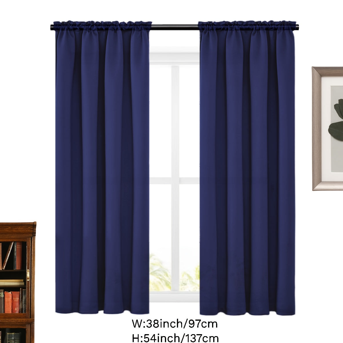 2 Panels Solid Color Simple Rod Pocket Curtain Light Filtering Curtains, Suitable For Living Room, Office Home Decor