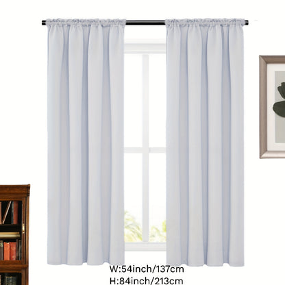 2 Panels Solid Color Simple Rod Pocket Curtain Light Filtering Curtains, Suitable For Living Room, Office Home Decor