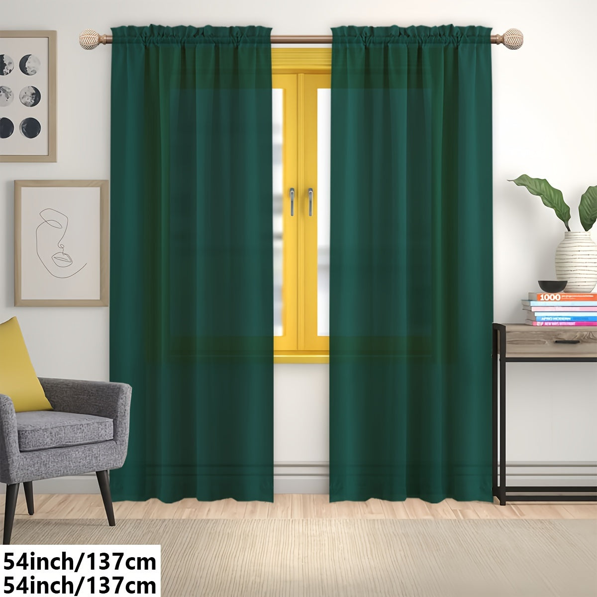 2 Panels Solid Color Light Filtering Curtains - Rod Pocket Design for Easy Installation, Softens Natural Light, and Provides Privacy - Perfect for Living Room, Office, Bedroom, and Home Decoration