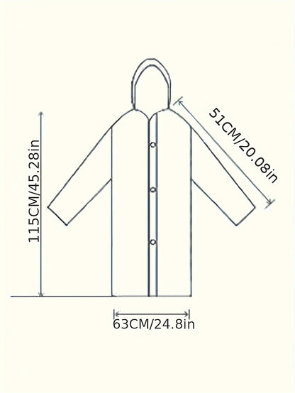 Elegant & Durable Hooded EVA Raincoat – Sleek, Solid Color Design With Long Sleeves & Thickened Layer For Ultimate Warmth And Style On Rainy Travels