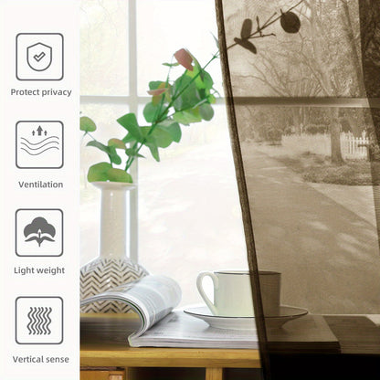 2pcs Sheer Voile Window Treatment Rod Pocket Curtains, For Kitchen Bedroom Living Room Drapes, Sunlight Filtering Privacy Protected Bedroom Living Room Office Home Decor