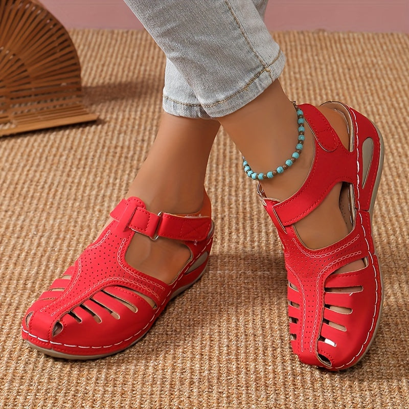 Womens Fashionable Wedge Heeled Sandals - Stylish Cutout Design, Platform Comfort - Perfect Summer Footwear for Trendsetters
