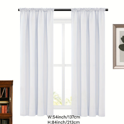 2 Panels Solid Color Simple Rod Pocket Curtain Light Filtering Curtains, Suitable For Living Room, Office Home Decor