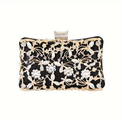 Elegant Rhinestone Evening Bag, Classic Banquet Handbag, Women's Formal Dinner Purse For Wedding Party Prom