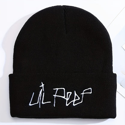 Trendy Embroidered Acrylic Beanie - Unisex Street Style, Comfortable Warmth for Winter & Autumn