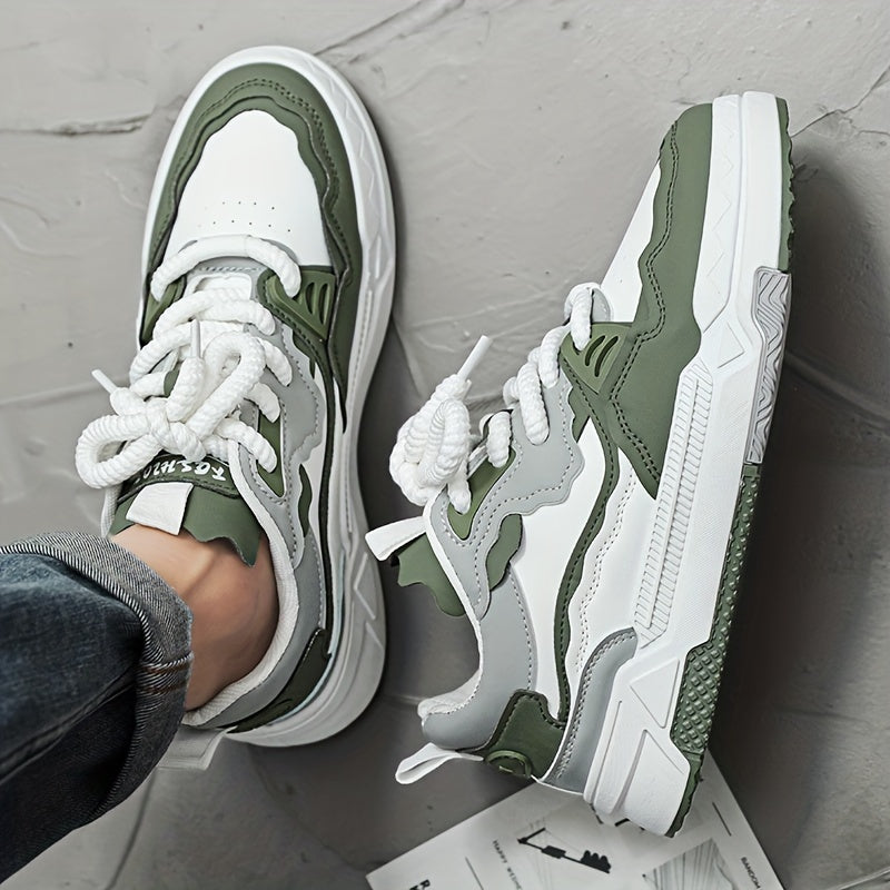 Men's Trendy Street Style Skate Shoes, Comfy Non Slip Lace Up Casual Sneakers For Men's Outdoor Activities, Men's Footwear