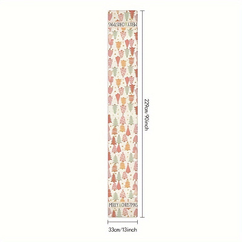 Christmas Celebration Table Runner - Festive Snowflake, Christmas Tree & Santa Design | Durable Polyester, Square Shape for Holiday Dining Decor