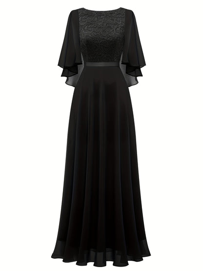 LOVECCR Timeless Solid Lace Aline Bridesmaid Dress - Chic Crew Neckline, Flattering Wedding Party Gown - Premium Womens Fashion