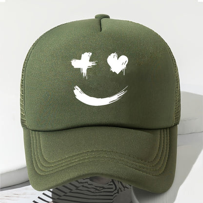 Summer Fun Cartoon Print Baseball Cap - Stylish Mesh Peaked Cap for Men and Women - Breathable, Adjustable, and Sunshade Cap for Outdoor Activities