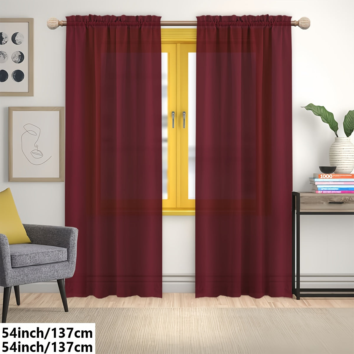 2 Panels Solid Color Light Filtering Curtains - Rod Pocket Design for Easy Installation, Softens Natural Light, and Provides Privacy - Perfect for Living Room, Office, Bedroom, and Home Decoration