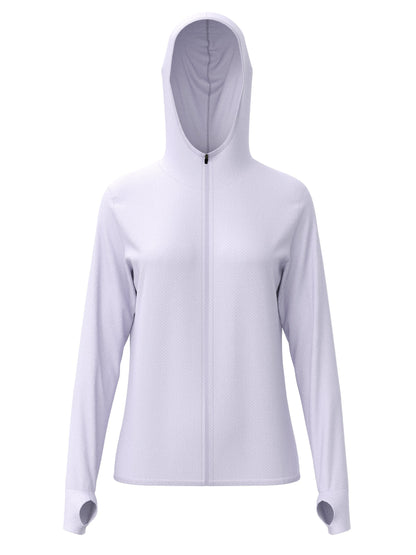 UV Protective Cool Running Jacket for Women - Solid Color Sunscreen Cycling Fishing Activewear - Breathable, Moisture-Wicking, Quick-Drying Rash Guard for Outdoor Activities