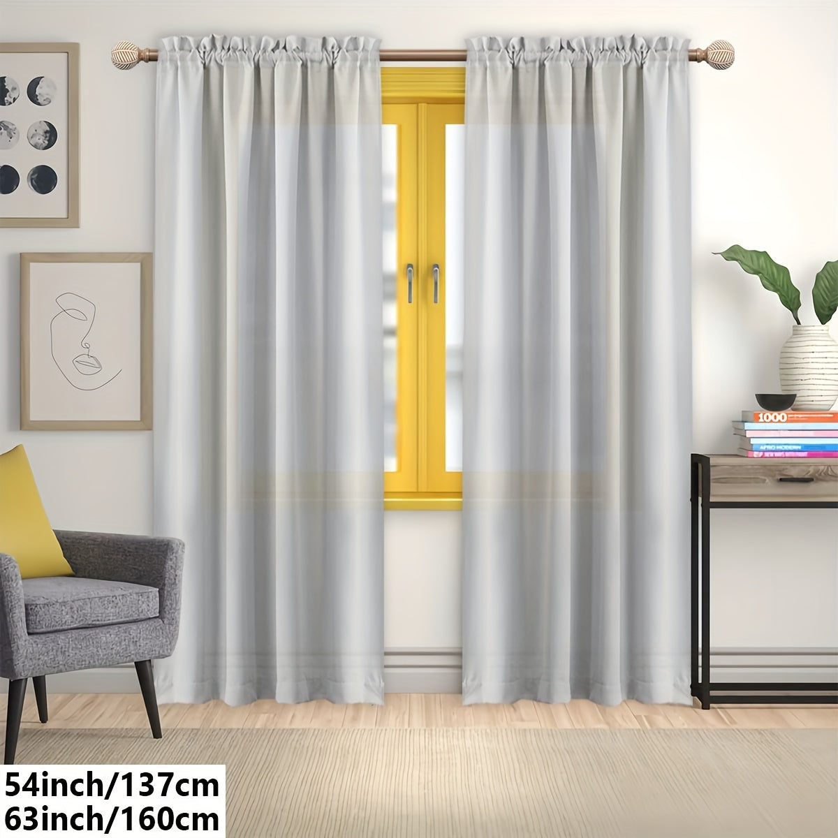 2 Panels Solid Color Light Filtering Curtains - Rod Pocket Design for Easy Installation, Softens Natural Light, and Provides Privacy - Perfect for Living Room, Office, Bedroom, and Home Decoration