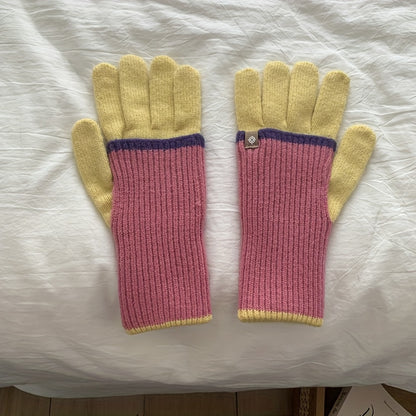 Unisex Knit Acrylic Touch Screen Gloves - Casual Full Finger Elasticity Gloves for Cold Weather - Weekend Casual Long Style with Decorative Zipper Detail for Warmth, Cycling, Skiing - Crafted with Knitting Technique