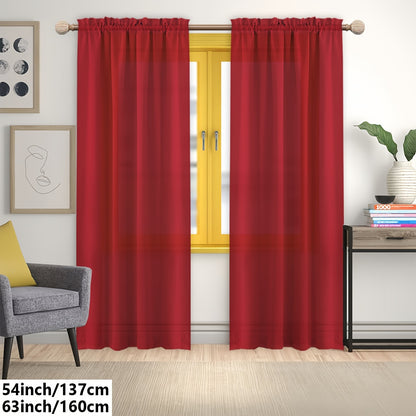 2 Panels Solid Color Light Filtering Curtains - Rod Pocket Design for Easy Installation, Softens Natural Light, and Provides Privacy - Perfect for Living Room, Office, Bedroom, and Home Decoration