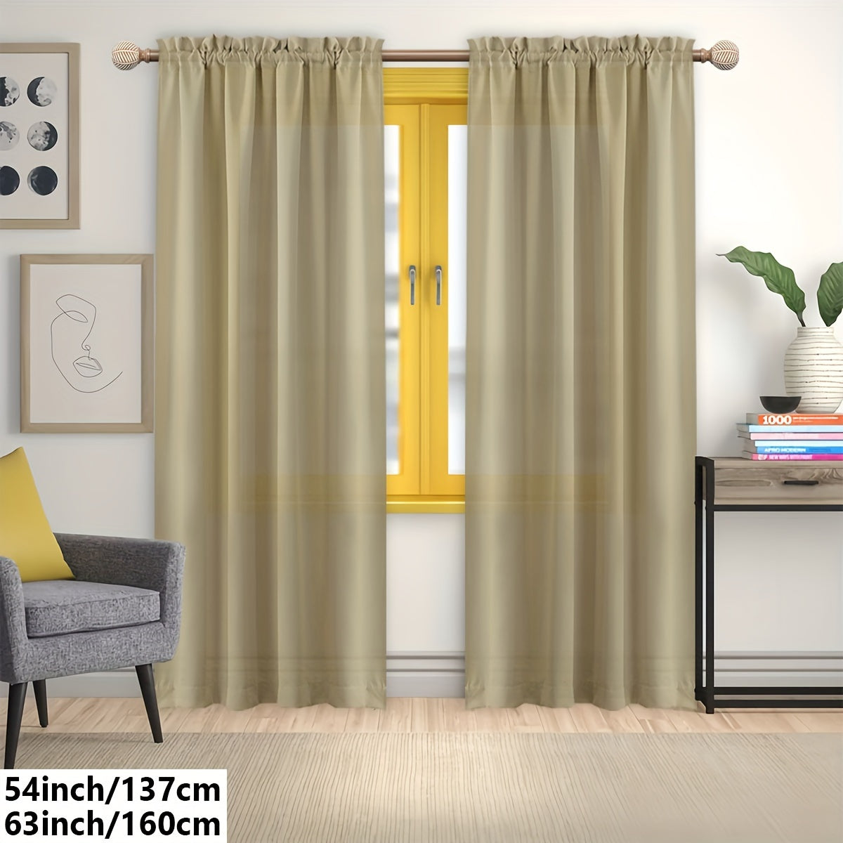 2 Panels Solid Color Light Filtering Curtains - Rod Pocket Design for Easy Installation, Softens Natural Light, and Provides Privacy - Perfect for Living Room, Office, Bedroom, and Home Decoration