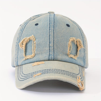 1pc Fashionable Unisex Denim Baseball Cap-Adjustable Sunshade-Vintage Wash-Style Boost For Sports, Casual Outfits & Everyday Use