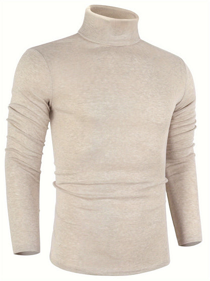 Men's Stylish Knitted Turtleneck Pullover Sweater - Soft, Lightweight, Slim Fit, Casual, Breathable, Versatile, Easy Care - Perfect for Daily Wear, Outdoor Activities, and Layering
