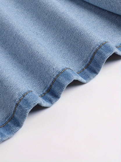 High-Waisted Relaxed-Fit Denim Skirt - Button-Up Front Closure, Comfortable High-Quality Denim Material - Vibrant Blue Color, Womens Casual Fashion Essential