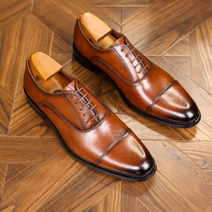 Mens Premium Vintage Oxford Shoes - Rich Solid Colors, Classic Cap Toe, Supreme Comfort, Anti-Slip & Durable - Stylish Formal Business Footwear