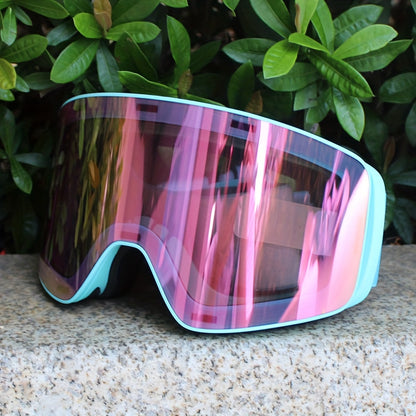 [1pc Magnetic Lens Ski Goggles] BE NICE Adult Ski Goggles, Mirrored Magnetic Lens, Anti-Fog UV400, Snowboard Goggles for Men & Women, Snowmobile Compatible, with TPU Frame, for Alpine, Cross-Country, Telemark, Snowboard, Ice Hockey Sports Eyewear