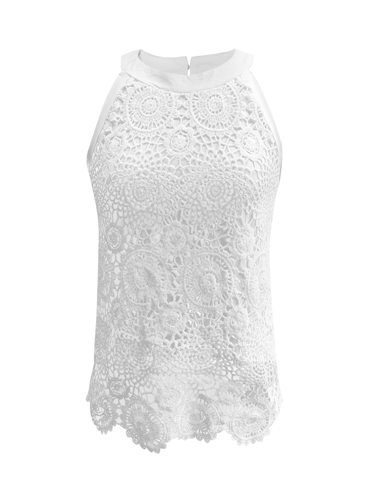 Micro Elasticity Crew Neck Tank Top - Soft, Breathable, and Comfortable Sleeveless Top for Spring and Fall - Polyester Knit Fabric, Regular Length, Solid Color, Casual Womens Clothing