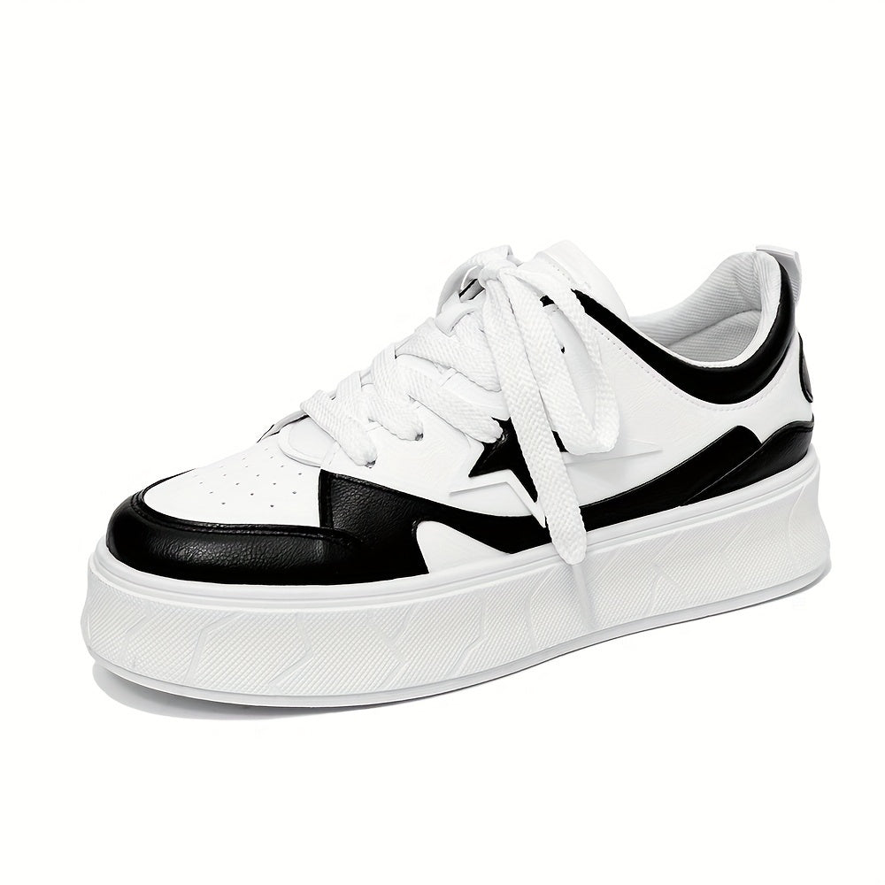Comfy Men's Star Pattern Lace Up Platform Shoes with Soft Sole for All Seasons Outdoor Walking and Traveling