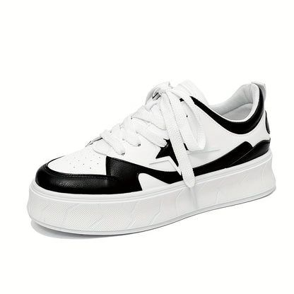 Comfy Men's Star Pattern Lace Up Platform Shoes with Soft Sole for All Seasons Outdoor Walking and Traveling