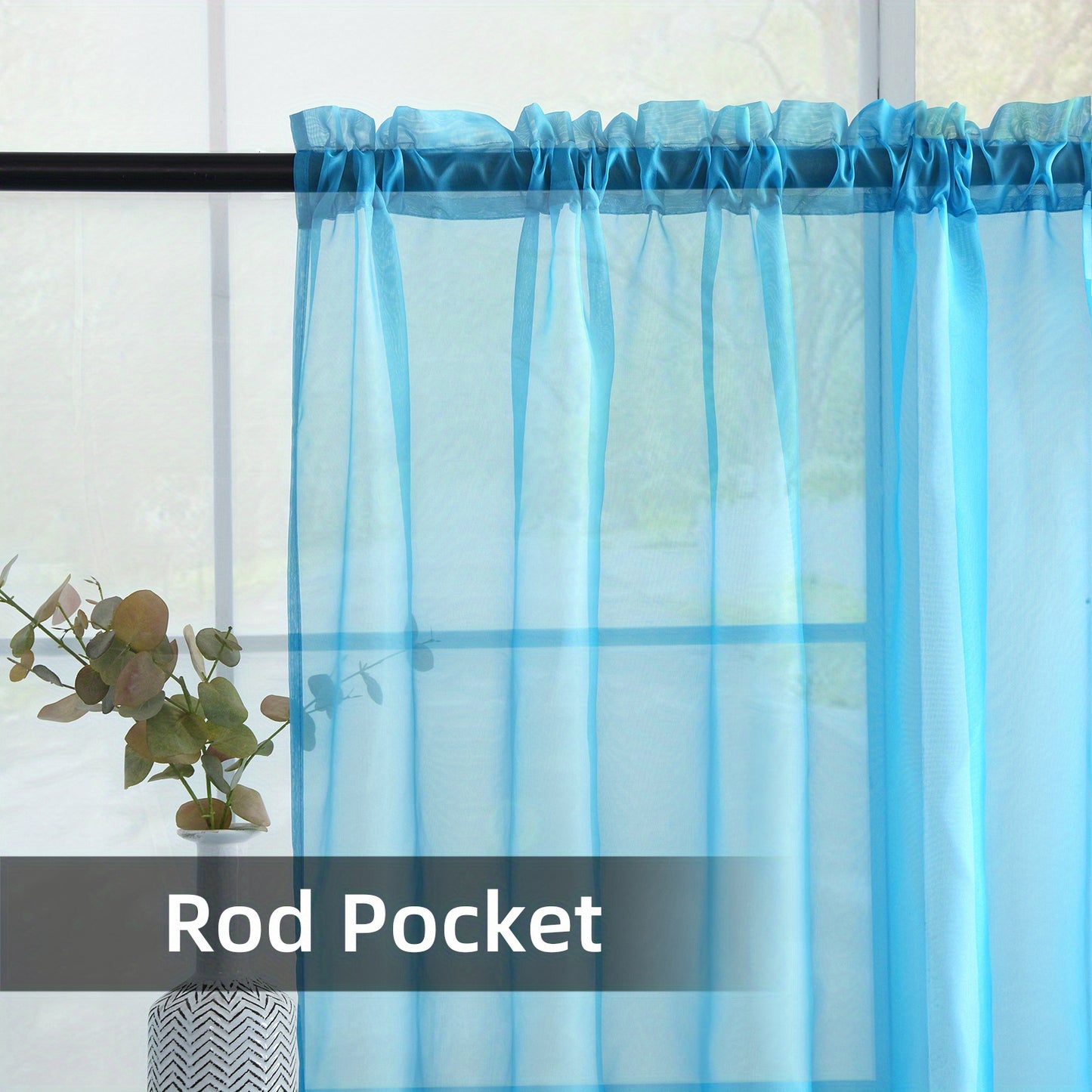 2pcs Sheer Voile Window Treatment Rod Pocket Curtains, For Kitchen Bedroom Living Room Drapes, Sunlight Filtering Privacy Protected Bedroom Living Room Office Home Decor