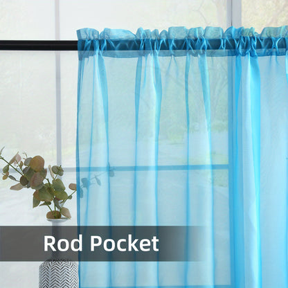 2pcs Sheer Voile Window Treatment Rod Pocket Curtains, For Kitchen Bedroom Living Room Drapes, Sunlight Filtering Privacy Protected Bedroom Living Room Office Home Decor