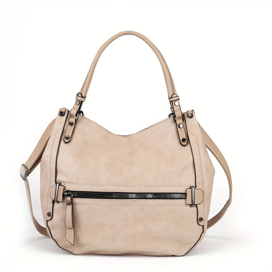 [Fast Arrival] Large Capacity New Fashion Pu Solid Color Shoulder Bag - Casual All-in-one Daily Travel Shopping Bag for Women