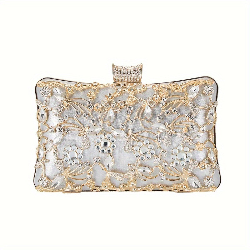 Elegant Rhinestone Evening Bag, Classic Banquet Handbag, Women's Formal Dinner Purse For Wedding Party Prom