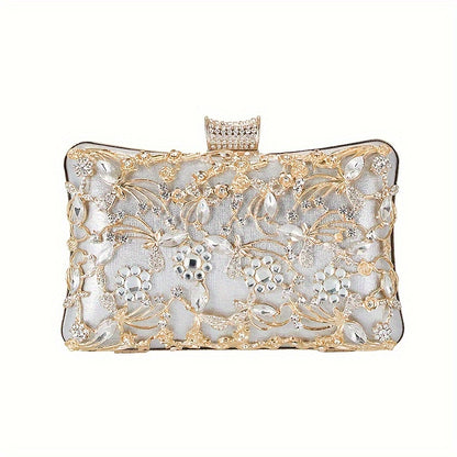 Elegant Rhinestone Evening Bag, Classic Banquet Handbag, Women's Formal Dinner Purse For Wedding Party Prom