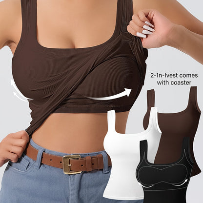 3-Pack Solid Color Super Slim Fit Tank Top - Classic Square Neck, Sleeveless, Versatile, and Easy to Pair - Pack of 3 for Endless Outfit Possibilities, Exclusively Designed for Women, Perfect for Casual, Everyday Wear