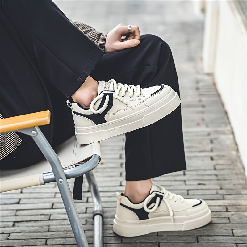 Men's Trendy Platform Skate Shoes, Non Slip Soft Sole Durable Sneakers For Outdoor Walking Traveling