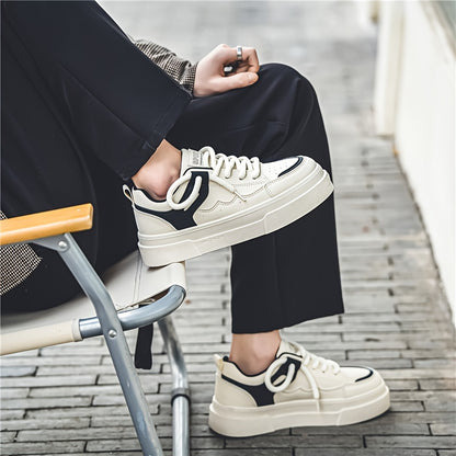 Men's Trendy Platform Skate Shoes, Non Slip Soft Sole Durable Sneakers For Outdoor Walking Traveling