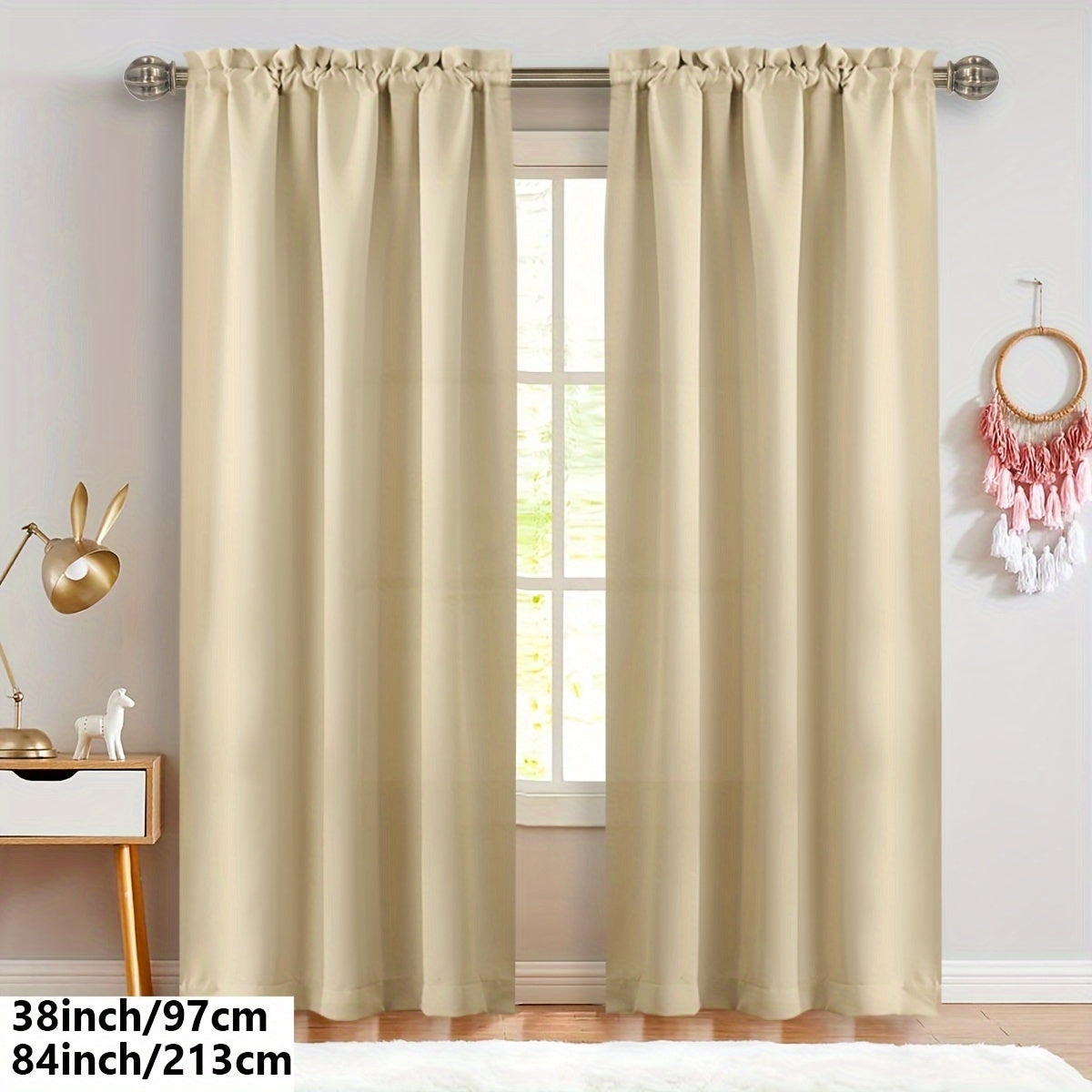 2 Panels Solid Color Light Filtering Curtains - Rod Pocket Design for Easy Installation, Softens Natural Light, and Provides Privacy - Perfect for Living Room, Office, Bedroom, and Home Decoration