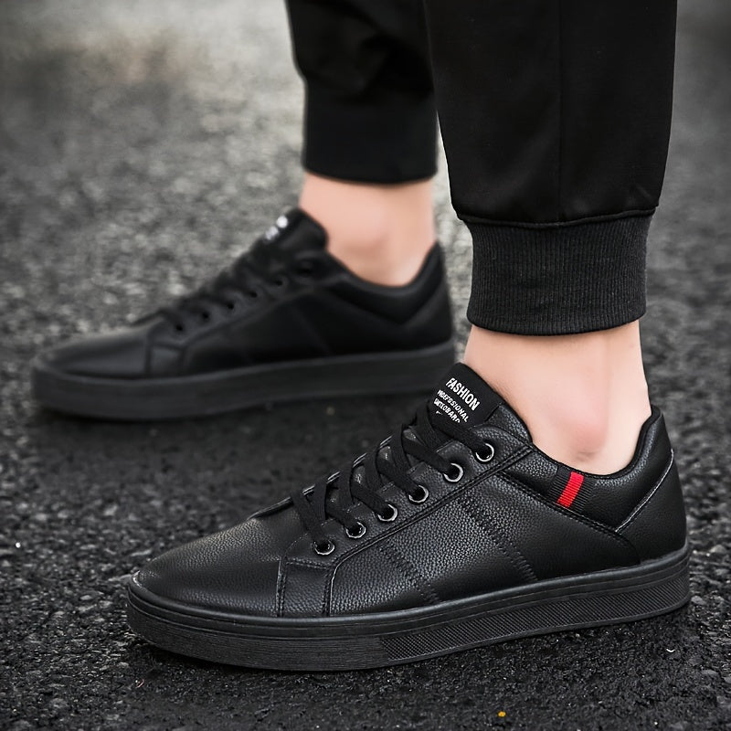 Stylish Solid Skate Shoes - Men's Skateboarding Shoes with Non Slip Soles, Lace Up Closure, and Breathable Design for Spring and Summer Outdoor Activities