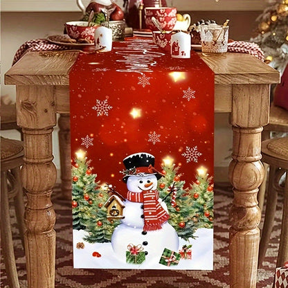 1pc Christmas Table Runner - Shuttle Woven, Rectangular, Polyester, 100% Christmas Theme for Home Kitchen Dining Table Decoration, Holiday Season Table Accessory