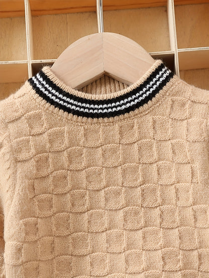 Baby Boy Autumn And Winter Basic Knitted Sweater Set, Kids Pants Pullover Top Set Casual Clothes