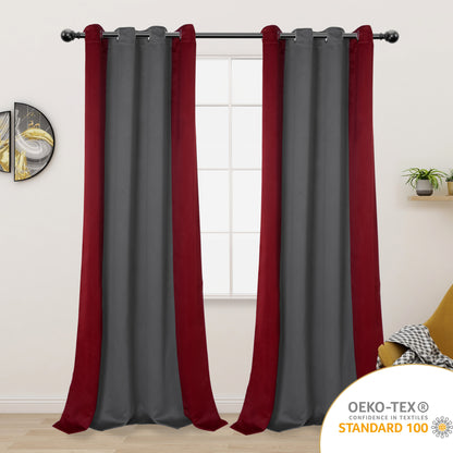 1pc Stylish Double Color Block Blackout Curtains for Living Room and Bedroom - Perfect for Room Decor and Home Decor