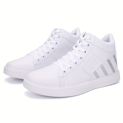 Plus Size Mens Skateboard Shoes - Fashionable and Stylish Vibrant Single-Tone Hue Ankle-High Supportive Design Ultra-Comfortable Cushioning Slip-Resistant Outsole Secure and Adjustable Fastening Durable and Grip-Enhancing Rubber Sole - Ideal for Skateboar