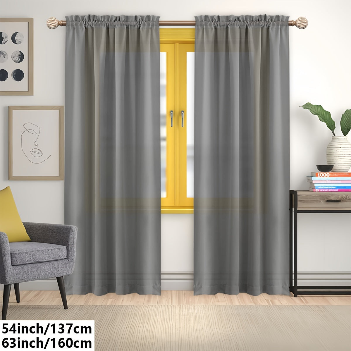 2 Panels Solid Color Light Filtering Curtains - Rod Pocket Design for Easy Installation, Softens Natural Light, and Provides Privacy - Perfect for Living Room, Office, Bedroom, and Home Decoration