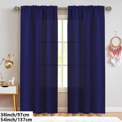 2 Panels Solid Color Light Filtering Curtains - Rod Pocket Design for Easy Installation, Softens Natural Light, and Provides Privacy - Perfect for Living Room, Office, Bedroom, and Home Decoration