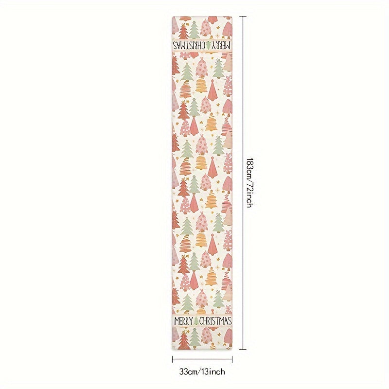 Christmas Celebration Table Runner - Festive Snowflake, Christmas Tree & Santa Design | Durable Polyester, Square Shape for Holiday Dining Decor