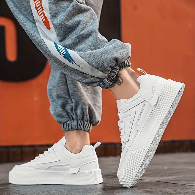 Men's Lace-up Platform Sneakers, Skate Shoes With Good Grip, Breathable